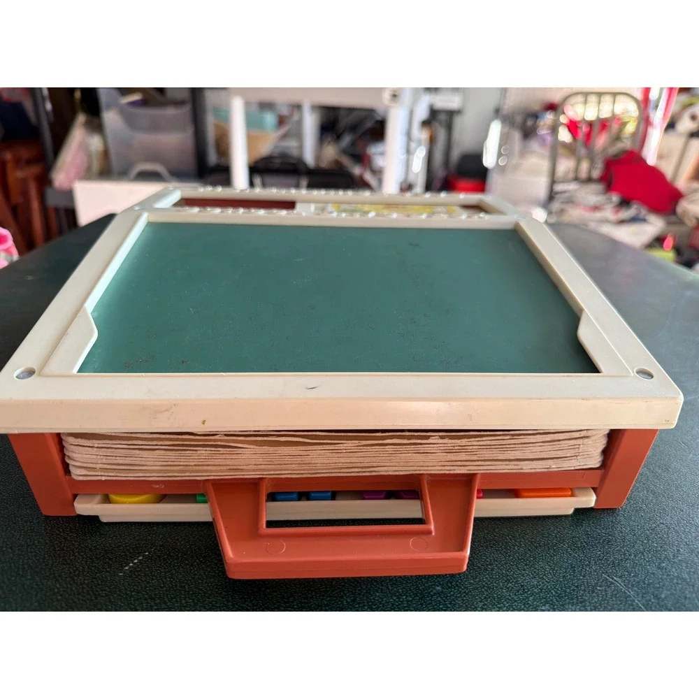 Vintage Fisher-Price School Days Desk 1972 Magnetic Letters Numbers Word Cards